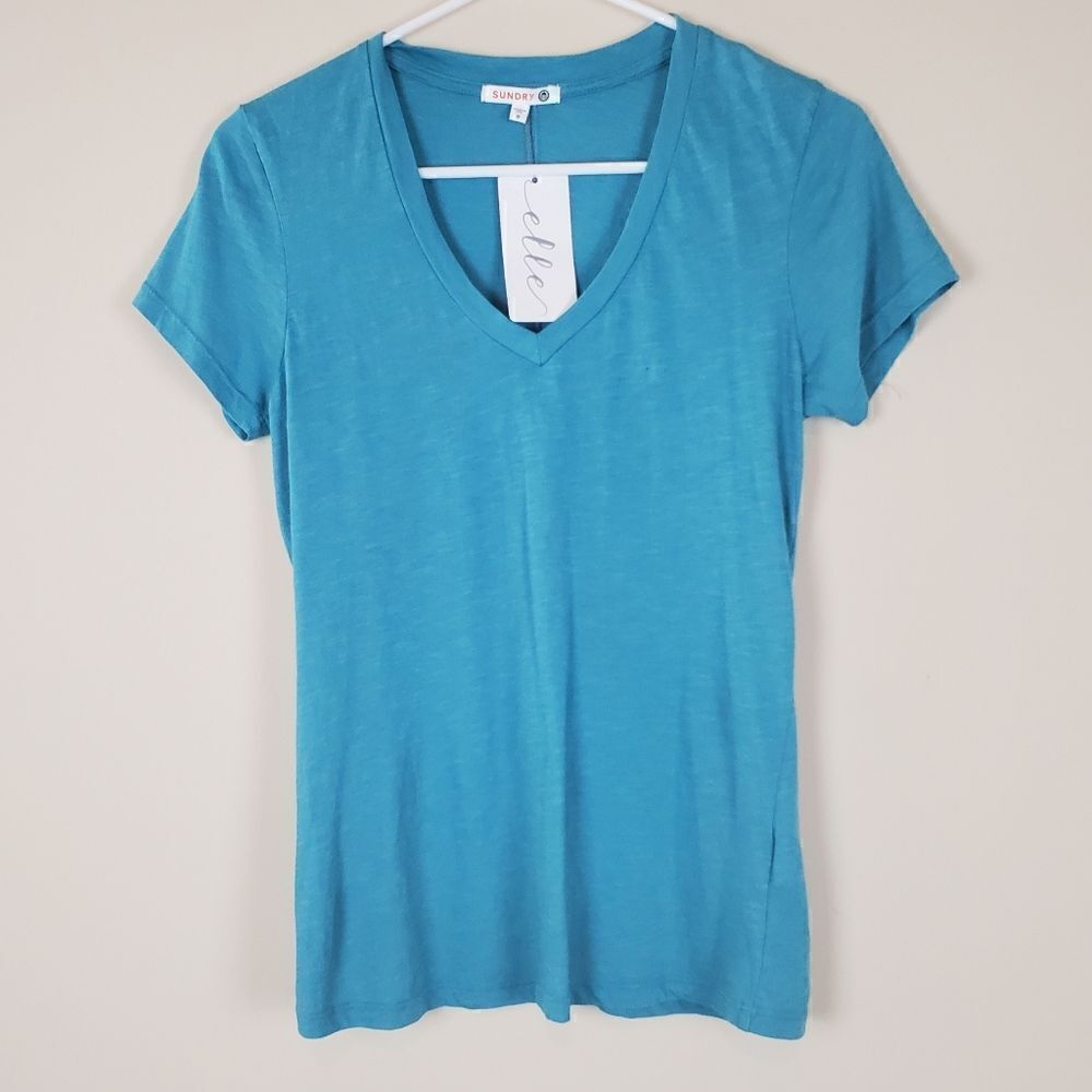 Sundry Teal The French Vneck Top